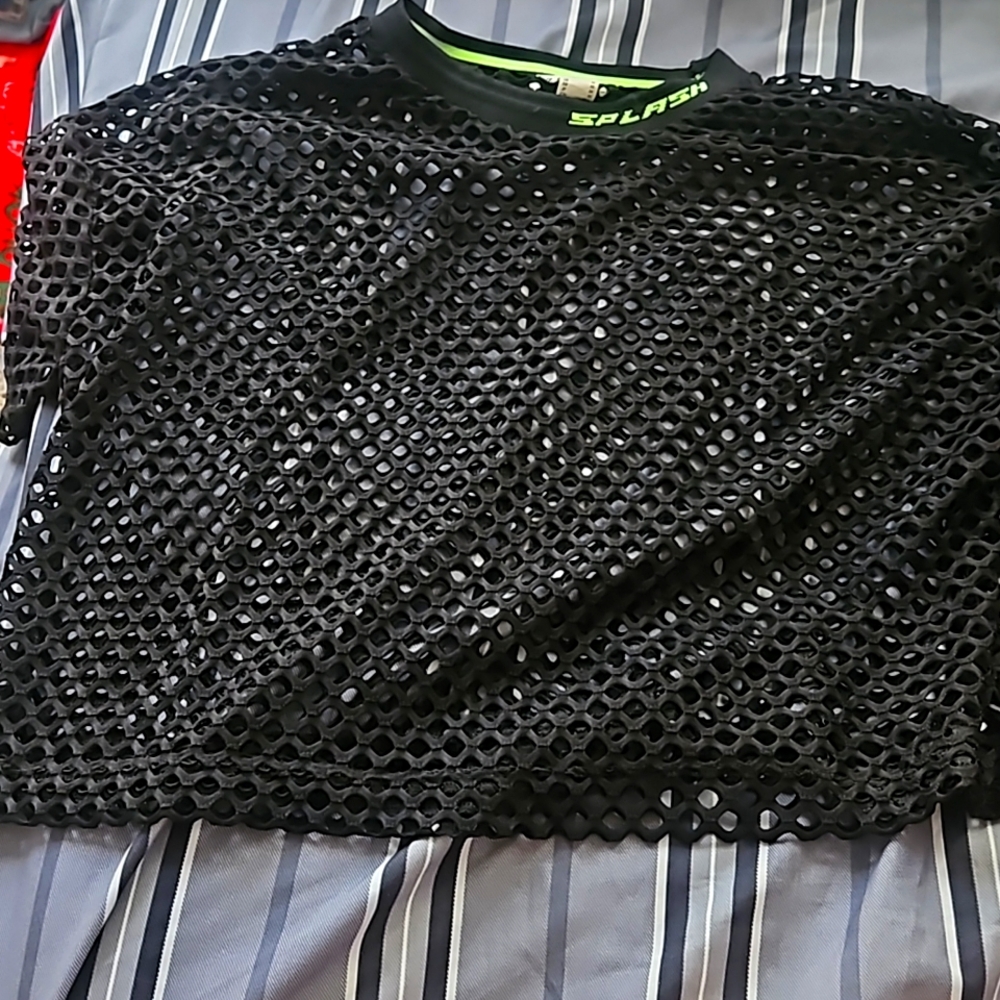 Black Mesh Crop Top